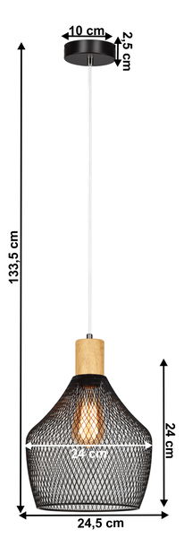 Függesztett lámpa Karis (fekete + natúr)