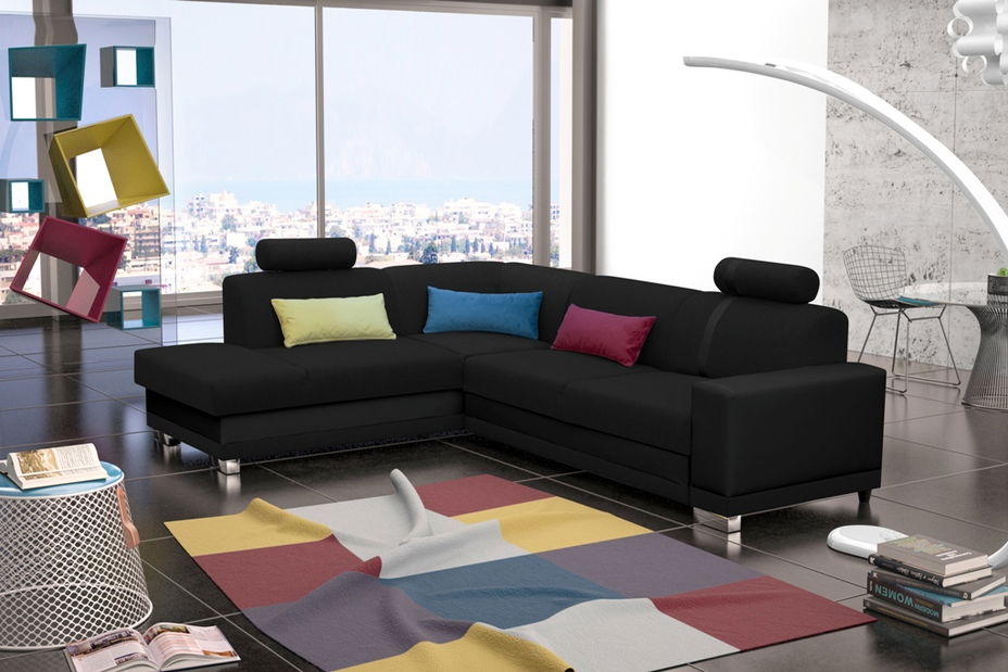 Rohová sedačka Virgo (čierna) (L)