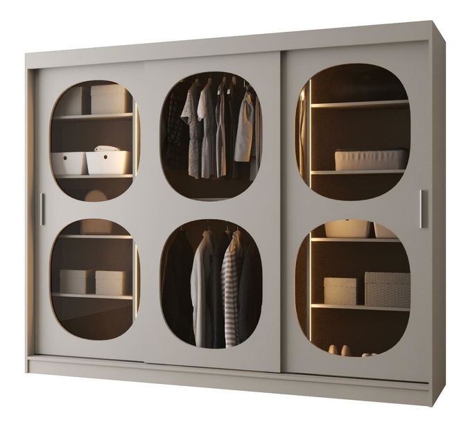 Dulap de haine 250 cm Boomer 2 (Cașmir) (cu iluminat)