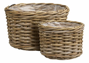 Set de 2 ghivece de flori din răchită Kordelia (natural)