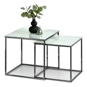 Konferenčný stolík Prana Law (biely mramor + čierna)