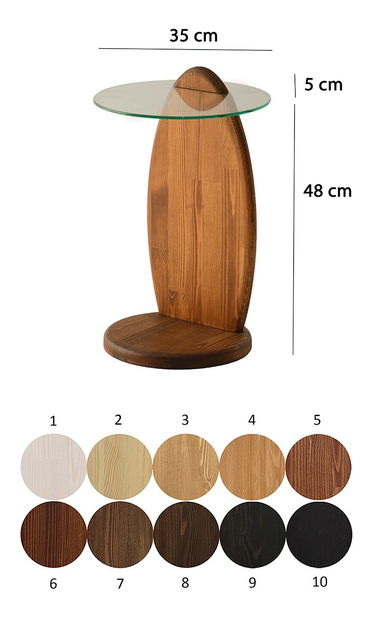 Príručný stolík Surfiusa (gaštan + sklo)