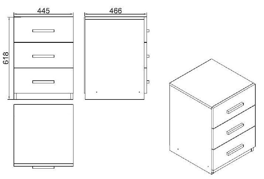 Comodă Vincent 3 (Nuc + Antracit)