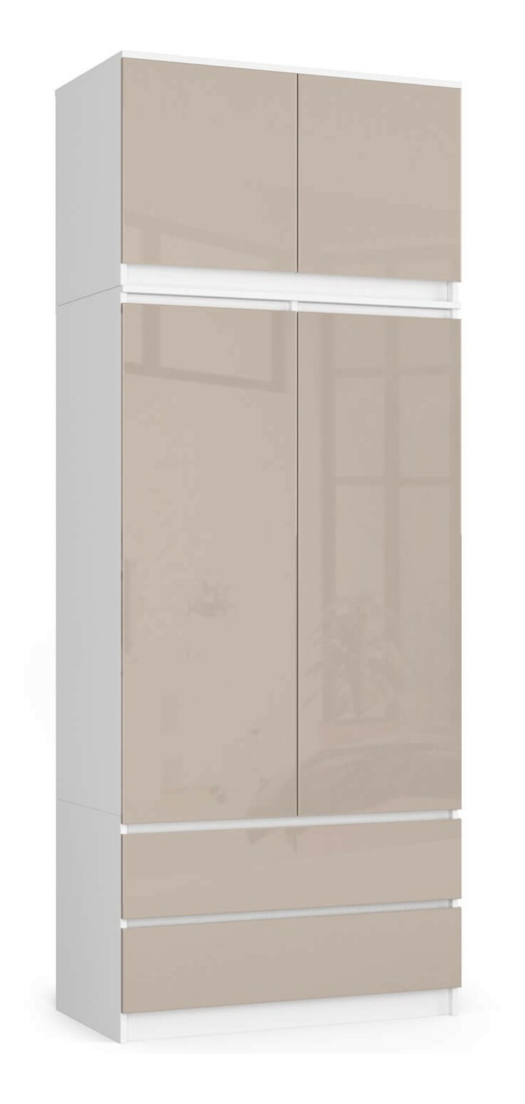 Ruhásszekrény Submarino (fehér + fényes cappuccino) (felépítménnyel)