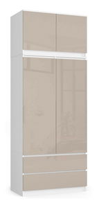 Ormar za garderobu Submarino (bijela + cappuccino sjaj) (s produžetkom)