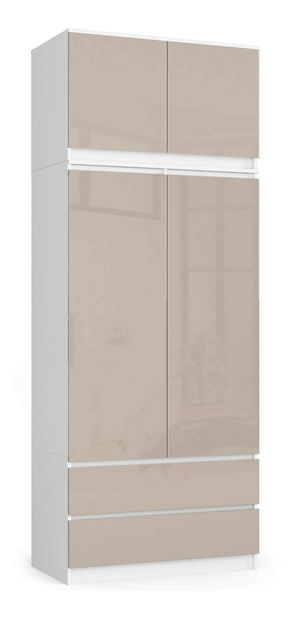 Dulap de haine Submarino (alb + cappuccino lucios) (cu suprastructură)