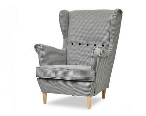 Fotoliu cu urechi Margis (alb negru + nuc)