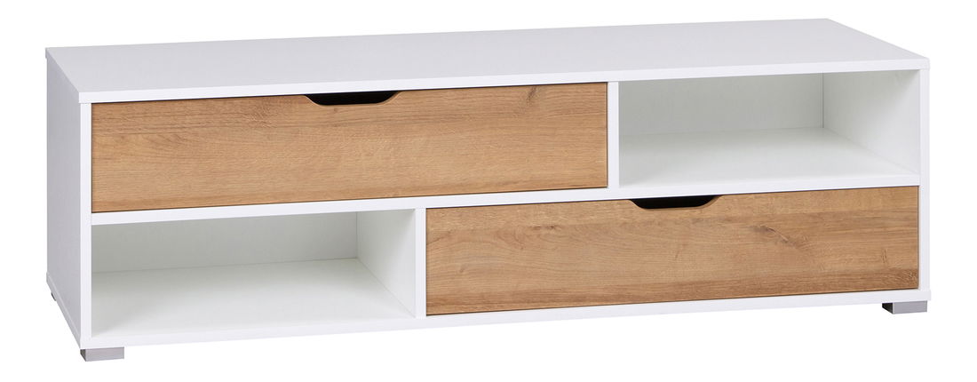 Tv stolík Iweta RTV (biela matná + dub zlatý)