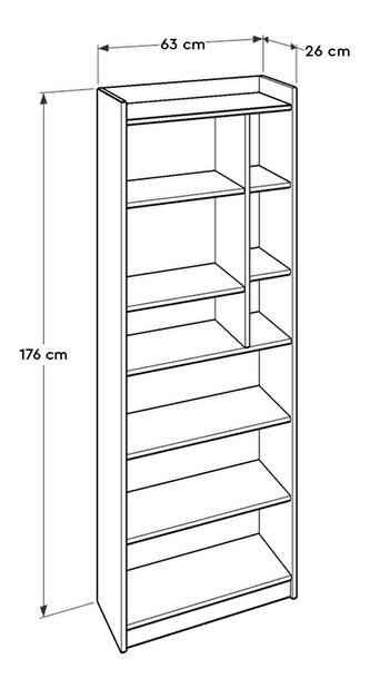 Regál Kelafenzza (szonoma tölgy + fehér)