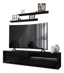 Mobilier living Berny 37 (negru + negru lucios)