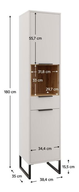 Dulap Cubin 01 (alb + stejar artisan)