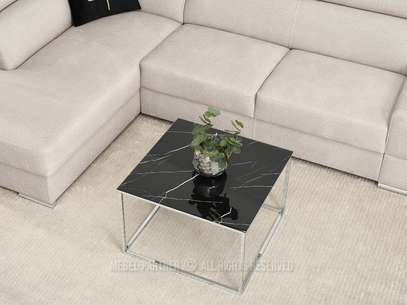 Măsuță de cafea Bella M (marmură neagră + crom)