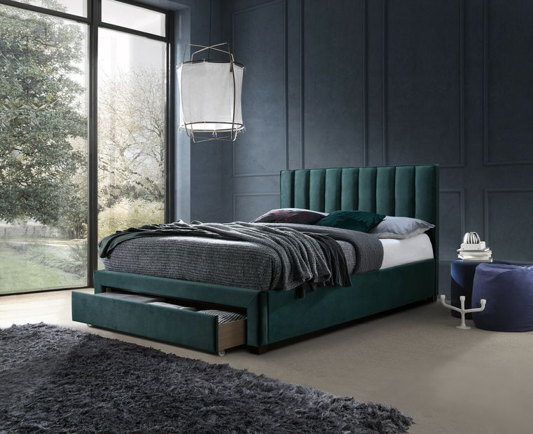 Manželská posteľ 140 cm Glen 140 (so zásuvkami) (tmavozelená)