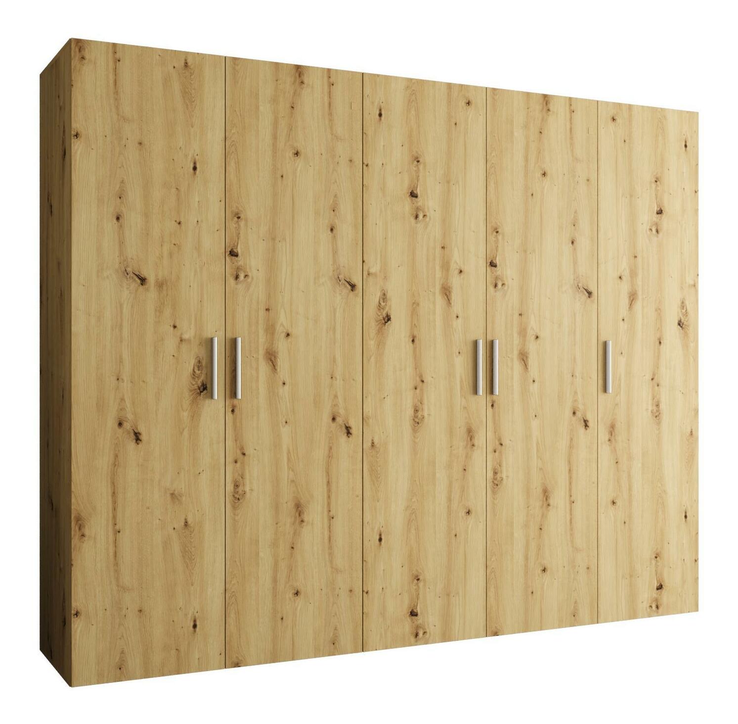 Dulap de haine 250 cm Borry 1 (Stejar artisan + Argintiu)