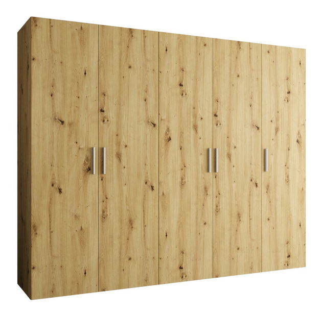 Šatníková skriňa 250 cm Borry 1 (dub artisan + strieborná)