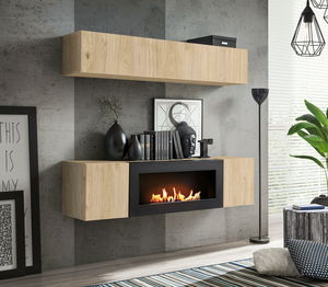 Mobilier living Ferryhill HJ FY N1 (Stejar jackson hickory) (cu bioșemineu)