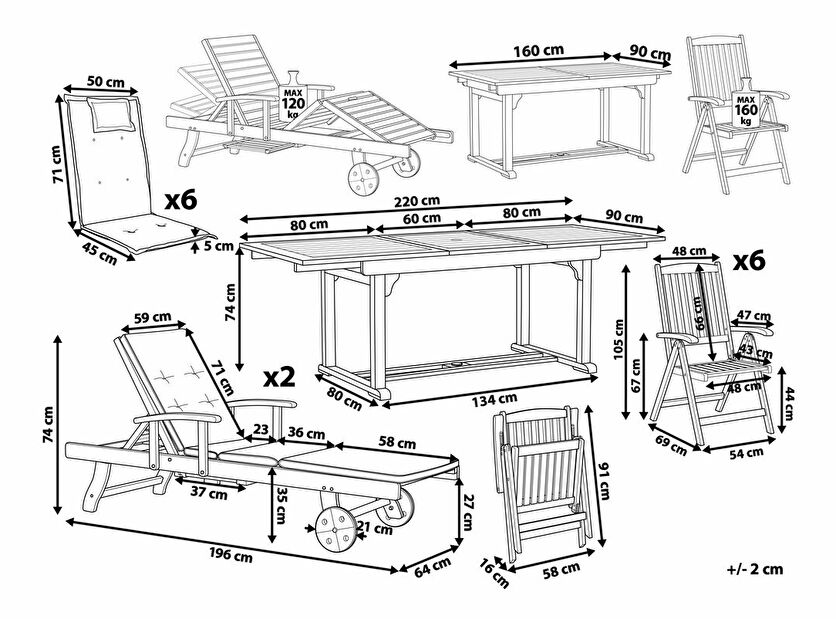 Set mobilier de grădină Amati (lemn de salcâm închis + gri bej)