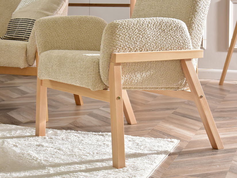 Relaxačné kreslo Laopas (béžová + dub)