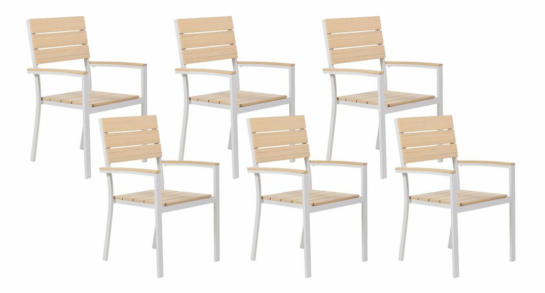 Set 6 buc scaune de grădină Combo (lemn deschis)