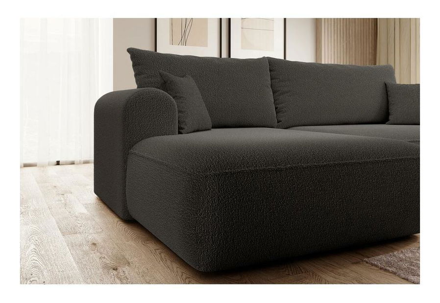 Rohová sedacia súprava Olivo I (L) (tmavosivá + čierna)