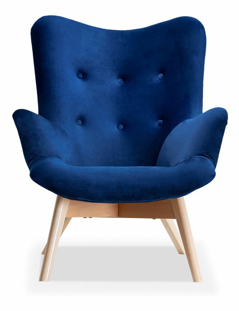 Dizajnové kreslo Florentino (tmavomodrá + biela)