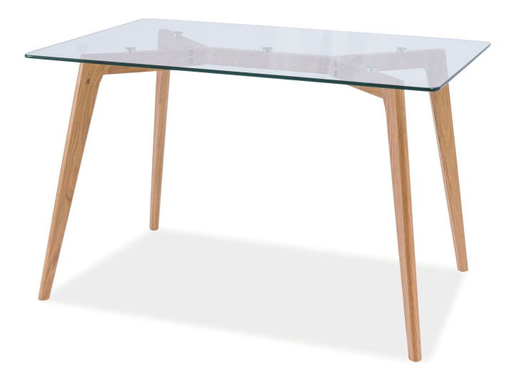 Blagovaonski stol Oleas (staklo + hrast) (za 4 osobe)