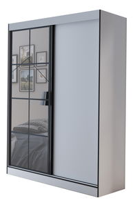 Dulap de haine 150 cm Oklahoma 2 (Alb + Negru)