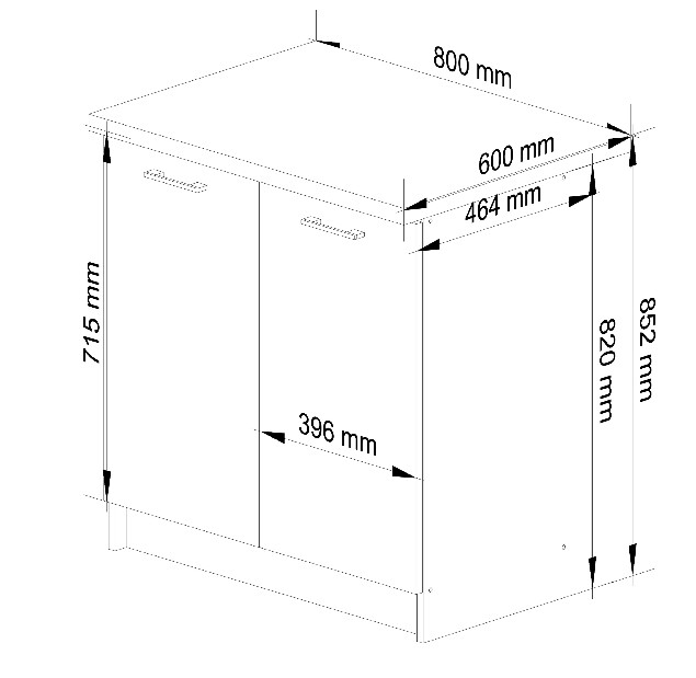 Dulap inferior de bucătărie Ozara S80 2D (alb + alb lucios)