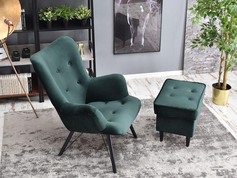 Relaxačné kreslo Dawntawn (zelená + čierna)
