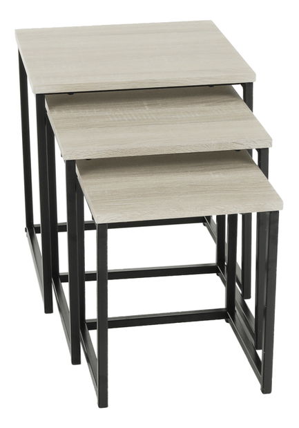 Set 3 buc mese de cafea Kastty typ 3 (stejar sonoma + negru) 