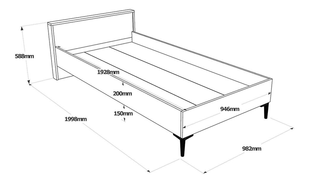 Egyszemélyes ágy 100 cm Levosi 4 (barna + antracit) (ágyráccsal)