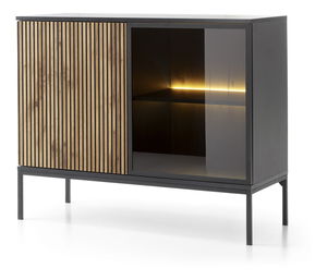 Vitrina Silvano K104 (crna + hrast wotan) (s LED rasvjetom)