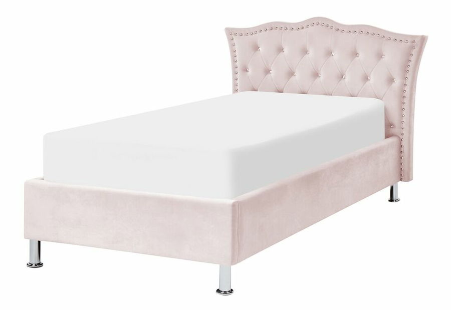 Egyszemélyes ágy 200 x 90 cm Metty (rózsaszín) (ágyráccsal) (tárolóhellyel)