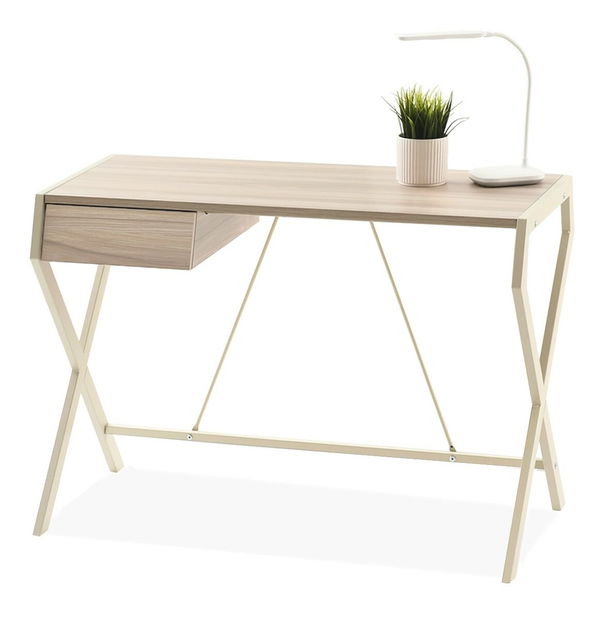 PC stolík Desiguo (popolaváo béžová + krémová)