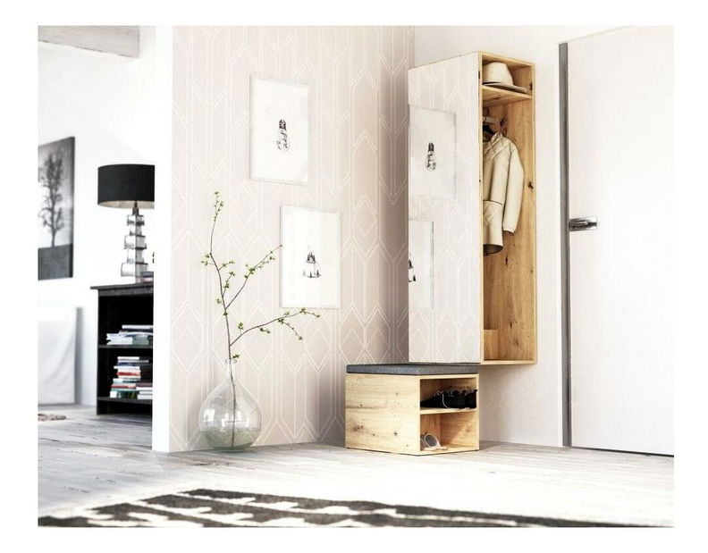 Set mobilier pentru hol Clover (alb + stejar artisan) (so zrkadlom)