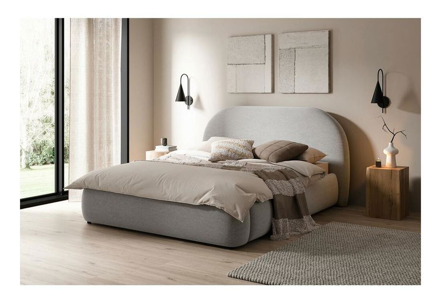 Bračni krevet 160 cm Olivo P (s podnicom) (s prostorom za odlaganje) (siva + crna)