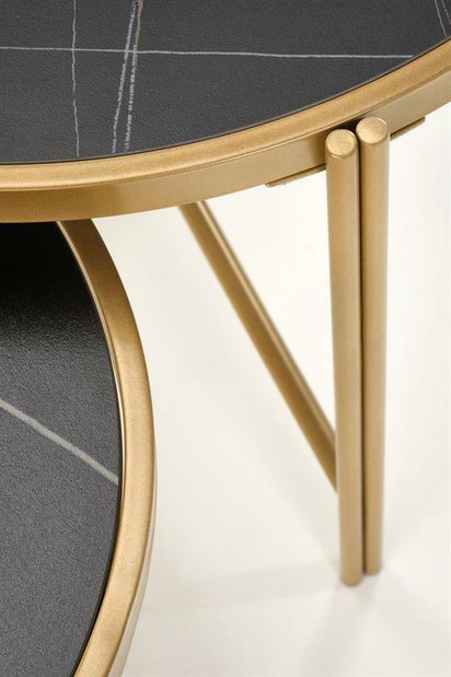 Set 2 ks. konferenčných stolíkov Fantoma (čierny mramor + zlatá)