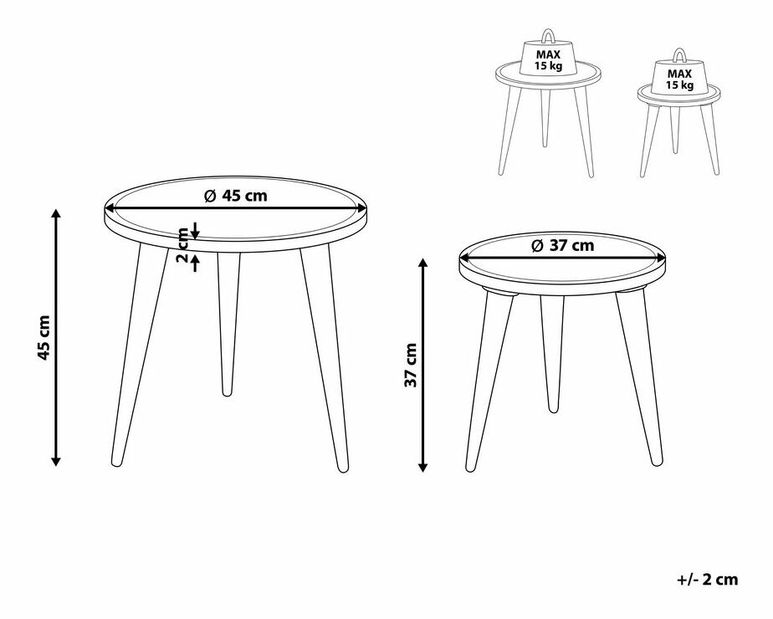 Set 2 ks konferenčných stolíkov Sulafat (svetlé drevo) 