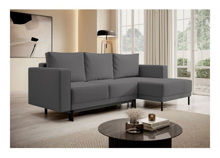 Kutna garnitura Rodriguez mini (D) (sivo-crna + crna)