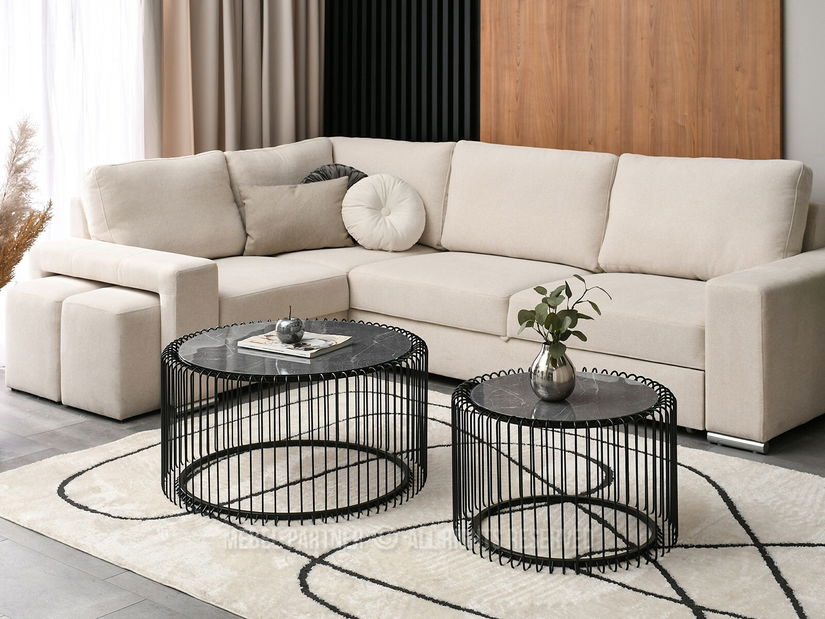 Konferenčný stolík Nils Xl (sivý mramor + čierna)