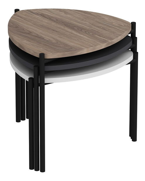 Set konferenčných stolíkov Lena 3 (Biela + Antracit + Orech)