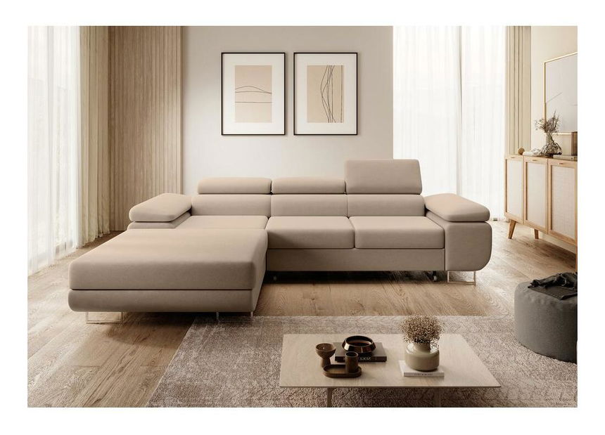 Kutna garnitura Grande (L) (bež + krom)