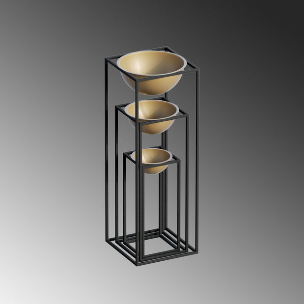 Ukrasni stalak za cvijeće Gwyneth (crna + zlatna)