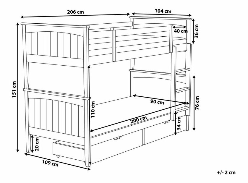 Pat de o persoană 90 cm RADIN (cu somieră) (lemn deschis)