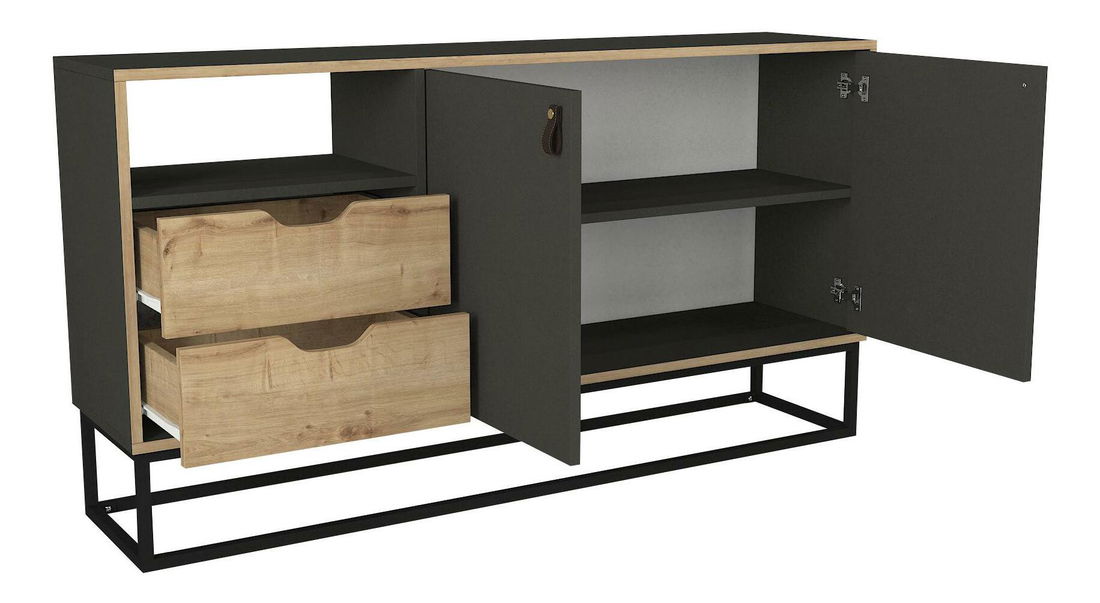 Konzolový stolík Vasuvo (dub zafírový + antracit) 