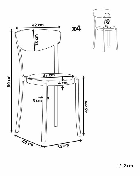 Set 4 buc. scaune sufragerie Valerie (Alb) *resigilat