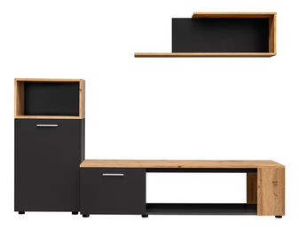 Obývacia stena Mantes ZWT1 (čierna matná + dub wotan)