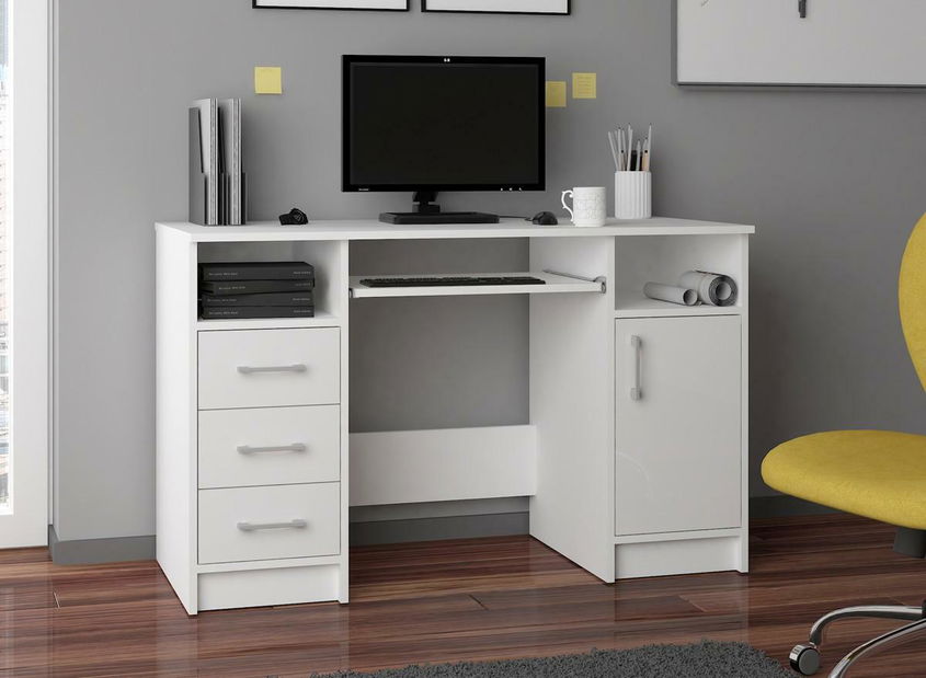 PC stolík Aziza (biela + lesk biely)