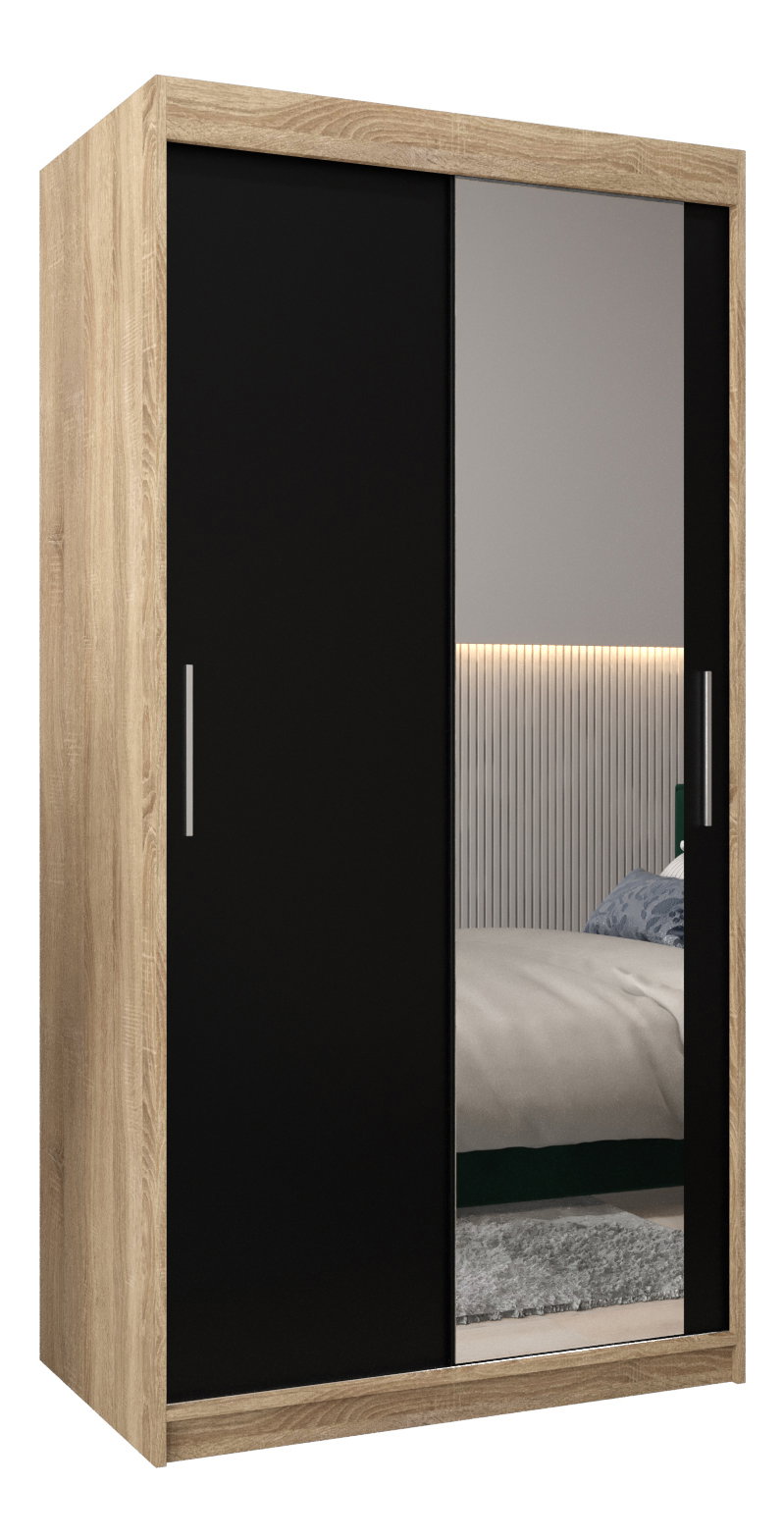 Ruhásszekrény 100 cm Toki 2 (sonoma tölgy + matt fekete)