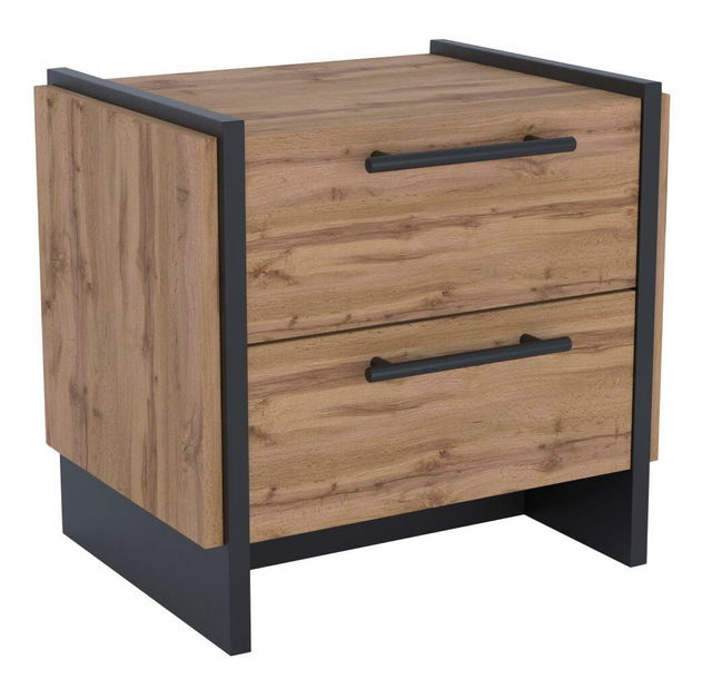 Set 2buc noptiere Actualmente (stejar wotan + negru) 